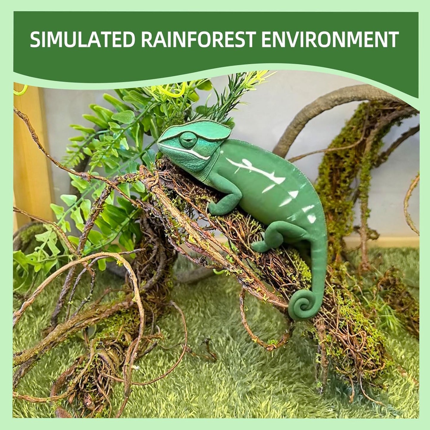 Reptile Plants,Flexible Rainforest Vines with Moss,Bendable Jungle Climbing Vines,Terrarium Artificial Plants Decor for Bearded Dragon,Hermit Crab,Snake,Geckos,Chameleon,Lizard