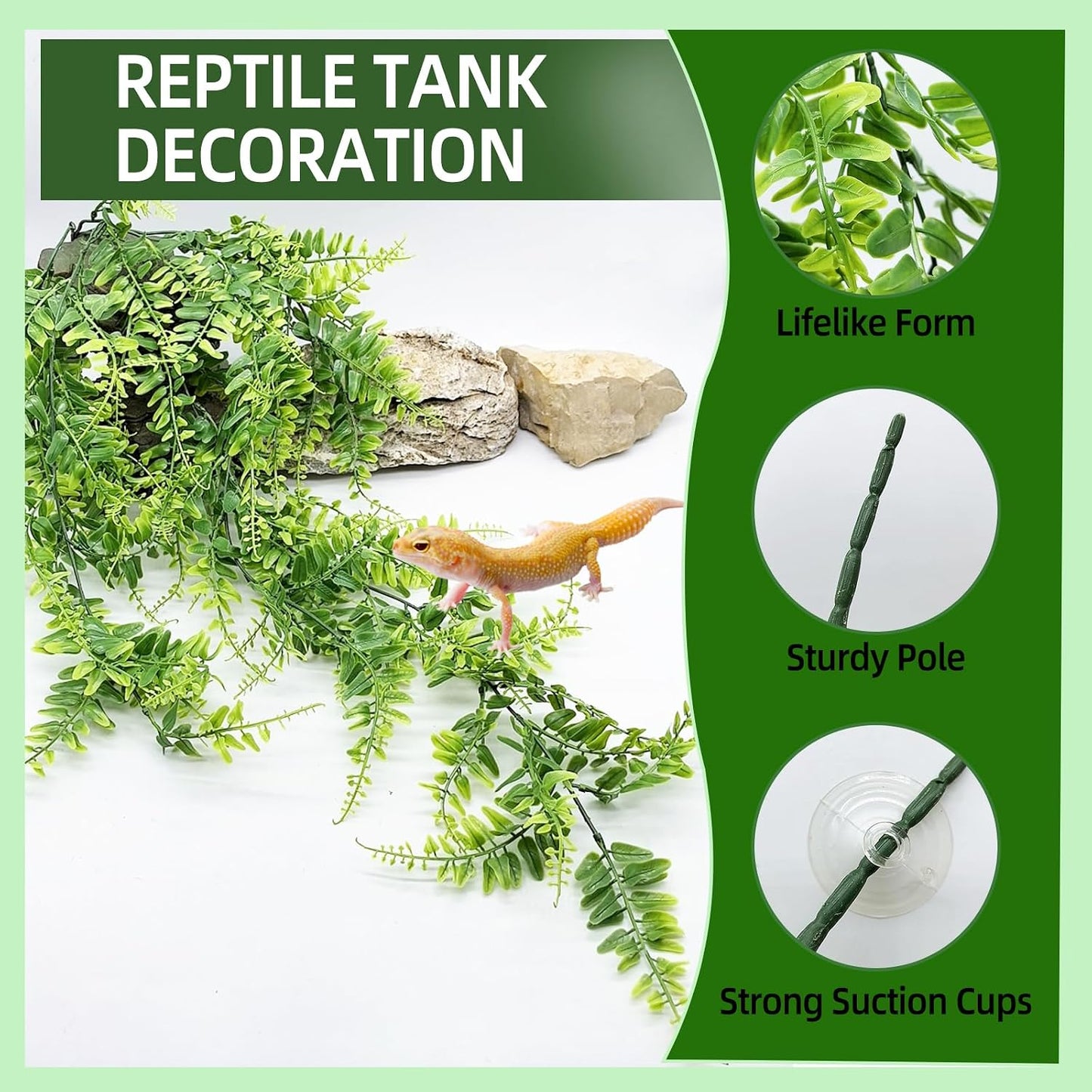 Reptile Plants,Flexible Rainforest Vines with Moss,Bendable Jungle Climbing Vines,Terrarium Artificial Plants Decor for Bearded Dragon,Hermit Crab,Snake,Geckos,Chameleon,Lizard