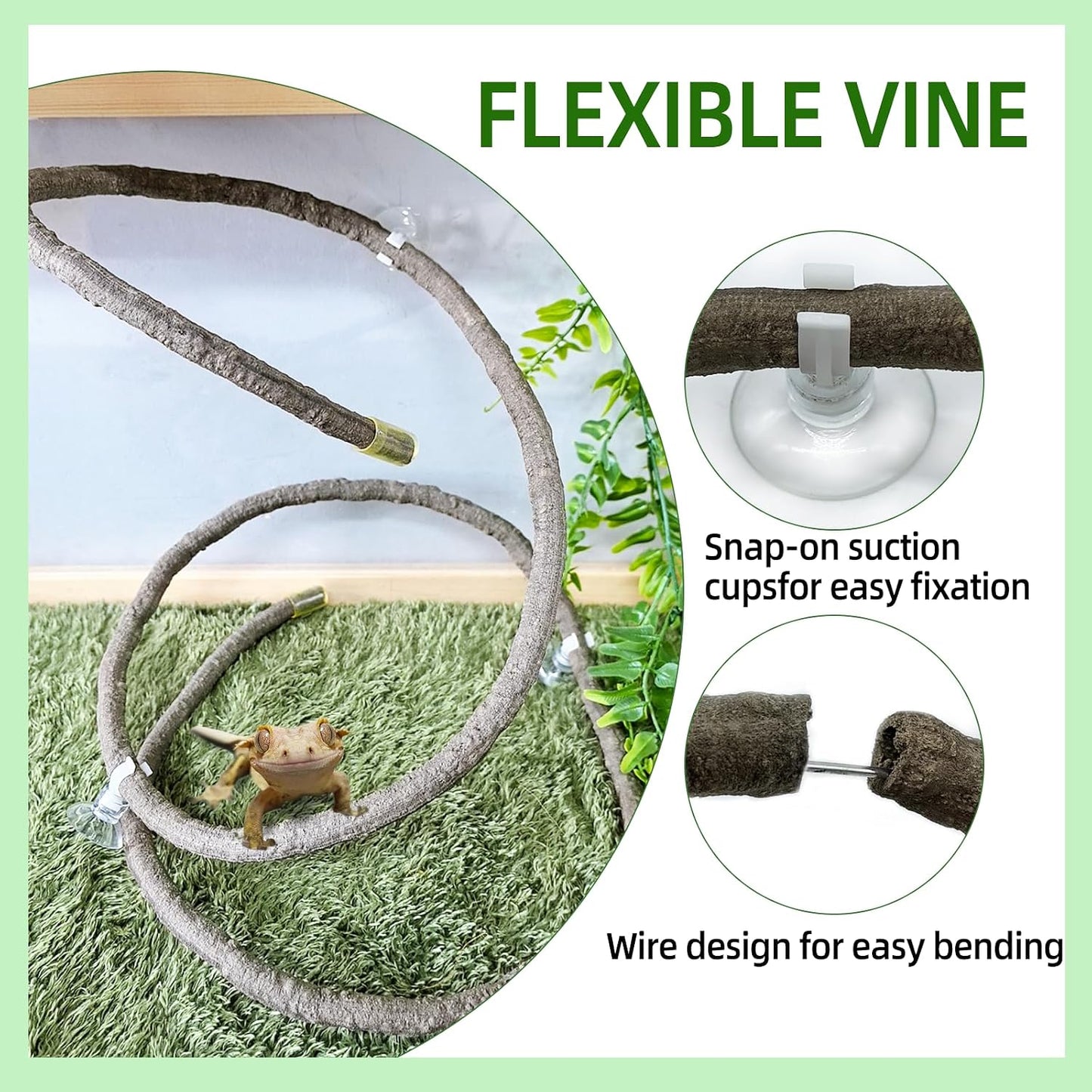 Reptile Plants,Flexible Rainforest Vines with Moss,Bendable Jungle Climbing Vines,Terrarium Artificial Plants Decor for Bearded Dragon,Hermit Crab,Snake,Geckos,Chameleon,Lizard
