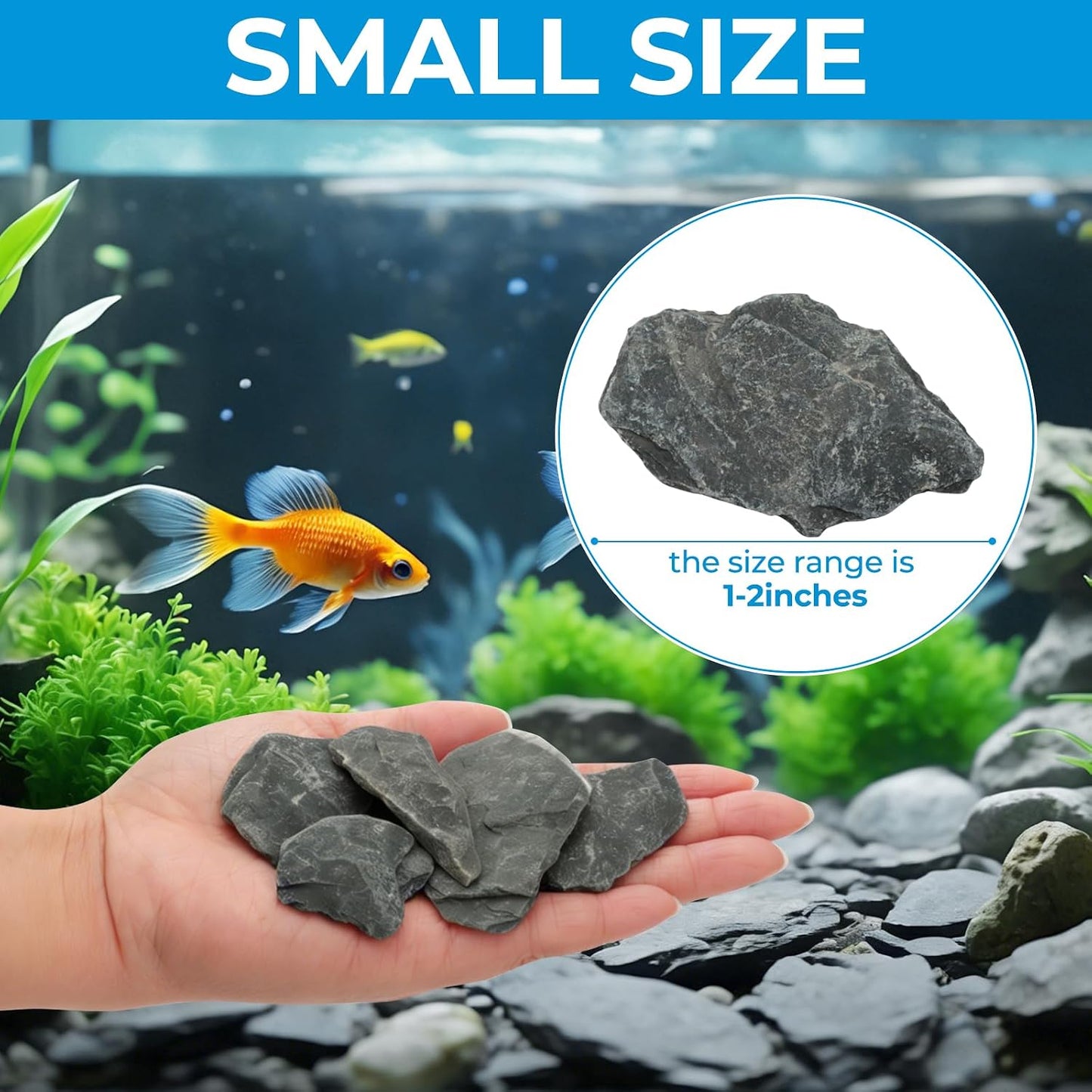 2.5lb Natural Dragon Stones, Aquarium Rocks Decoration Aquascaping Stone Landscaping Model for Fish Tank Decor Terrariums Paludariums Reptile Enclosures Gardens, 2-4 inches