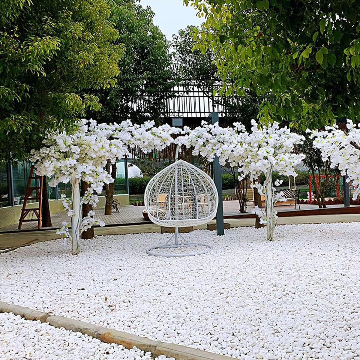 Large Plant Wishing Tree Artificial Cherry Blossom Trees Simulation Peach Blossom Tree for Home Festival Party Christmas - Indoor and Outdoor Use,White,120 * 100cm / 47 * 39in