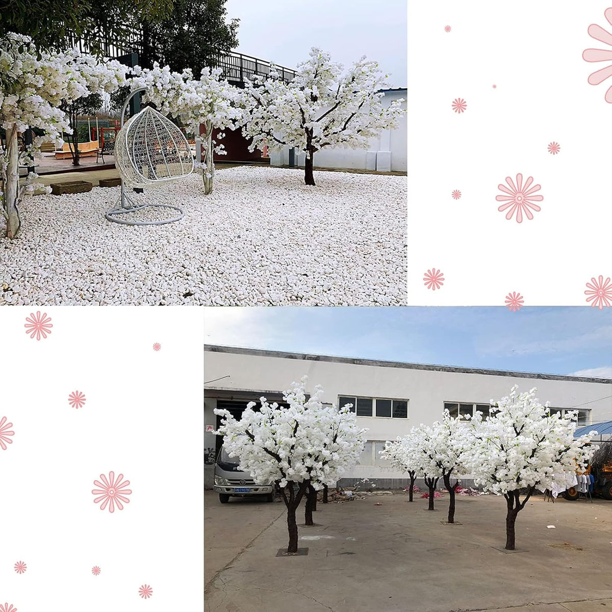 Large Plant Wishing Tree Artificial Cherry Blossom Trees Simulation Peach Blossom Tree for Home Festival Party Christmas - Indoor and Outdoor Use,White,120 * 100cm / 47 * 39in