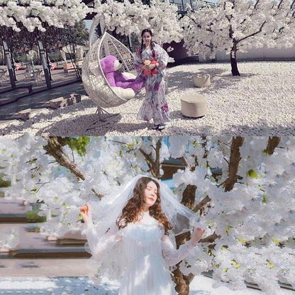 Large Plant Wishing Tree Artificial Cherry Blossom Trees Simulation Peach Blossom Tree for Home Festival Party Christmas - Indoor and Outdoor Use,White,120 * 100cm / 47 * 39in