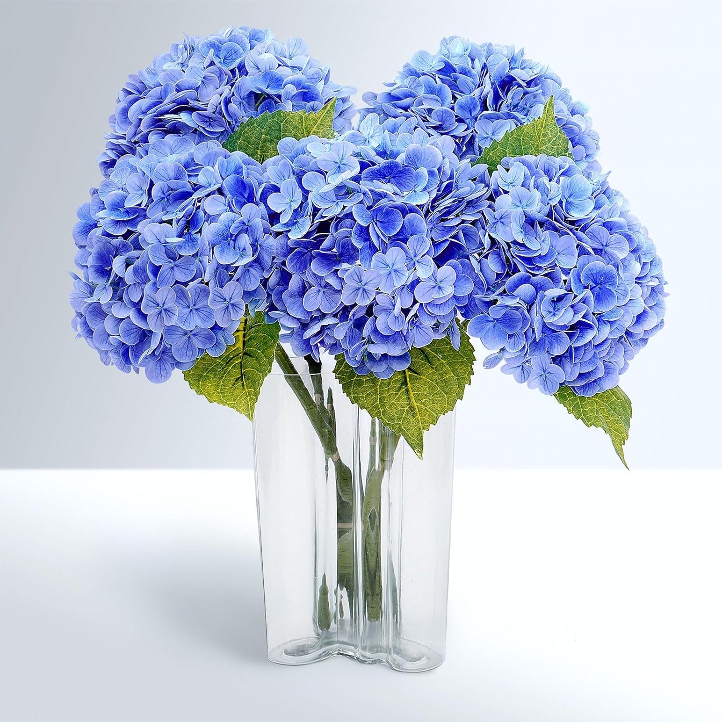 21" Real Touch White Hydrangea Artificial Flowers with Long Stem & Leaves, Full Latex Faux Hydrangea Flowers for Home Decor Party Floral Arrangements Wedding Bouquets Centerpieces, 3Pcs