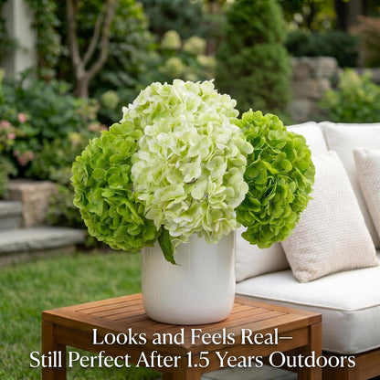 21" Real Touch White Hydrangea Artificial Flowers with Long Stem & Leaves, Full Latex Faux Hydrangea Flowers for Home Decor Party Floral Arrangements Wedding Bouquets Centerpieces, 3Pcs