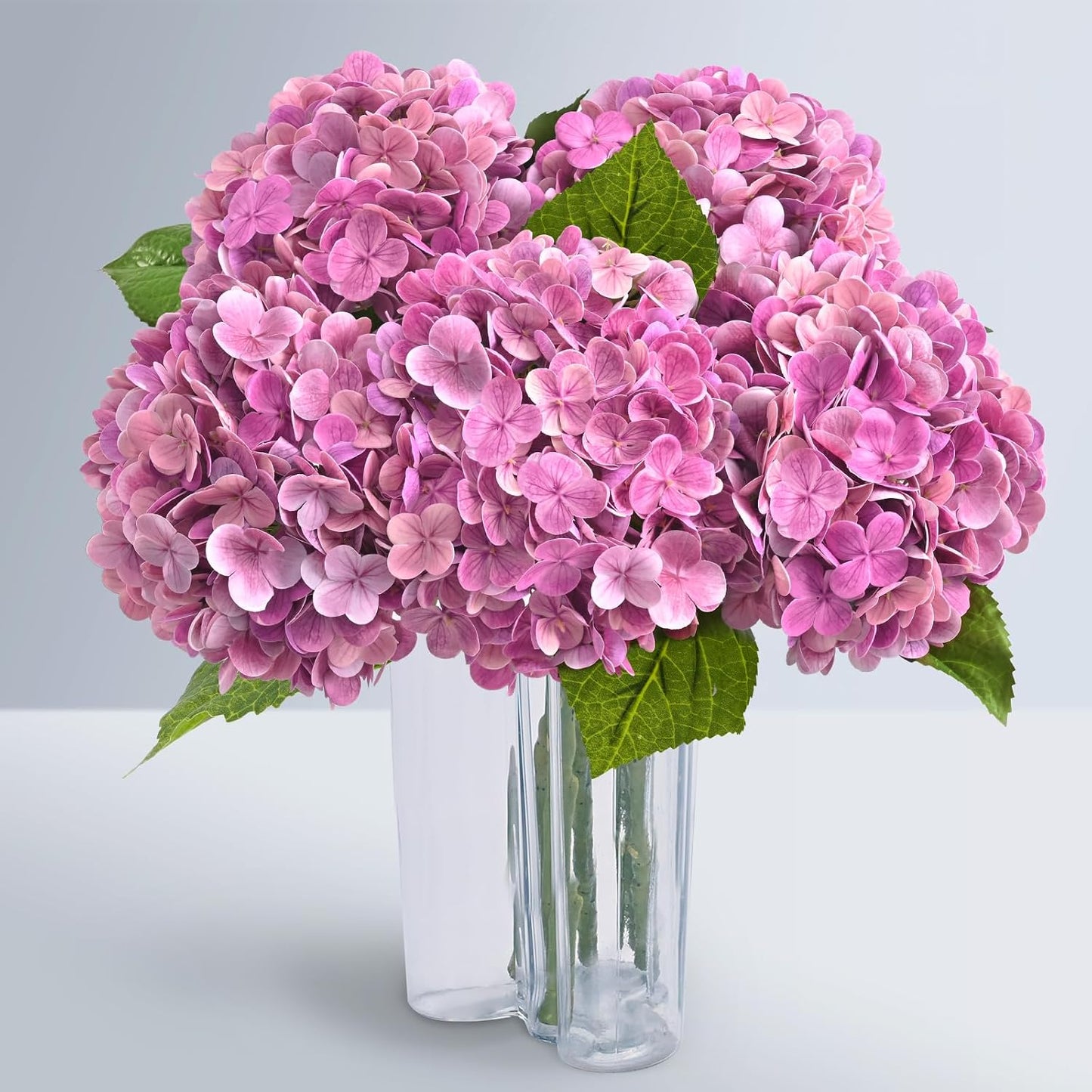 21" Real Touch White Hydrangea Artificial Flowers with Long Stem & Leaves, Full Latex Faux Hydrangea Flowers for Home Decor Party Floral Arrangements Wedding Bouquets Centerpieces, 3Pcs