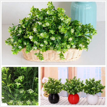 Gold Decorations Artificial Plants, Golden Berry Leaves Fake Simulation Spiky Leaf Grass Plastic Faux Shrubs Bushes Ornaments Home Indoor Outdoor Wedding Decor Hall Table Planter Filler