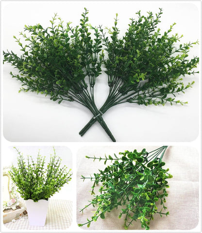 Gold Decorations Artificial Plants, Golden Berry Leaves Fake Simulation Spiky Leaf Grass Plastic Faux Shrubs Bushes Ornaments Home Indoor Outdoor Wedding Decor Hall Table Planter Filler