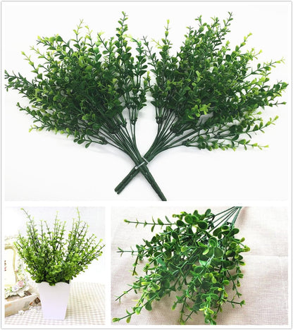 Gold Decorations Artificial Plants, Golden Berry Leaves Fake Simulation Spiky Leaf Grass Plastic Faux Shrubs Bushes Ornaments Home Indoor Outdoor Wedding Decor Hall Table Planter Filler