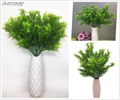 Gold Decorations Artificial Plants, Golden Berry Leaves Fake Simulation Spiky Leaf Grass Plastic Faux Shrubs Bushes Ornaments Home Indoor Outdoor Wedding Decor Hall Table Planter Filler