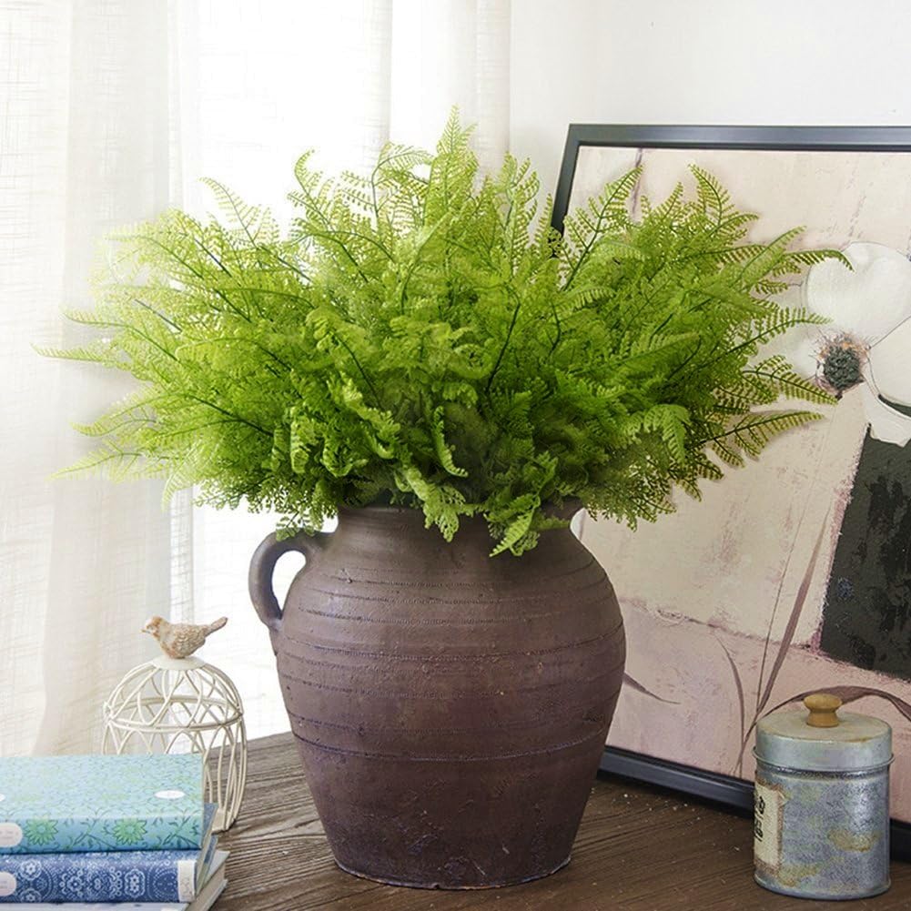 Gold Decorations Artificial Plants, Golden Berry Leaves Fake Simulation Spiky Leaf Grass Plastic Faux Shrubs Bushes Ornaments Home Indoor Outdoor Wedding Decor Hall Table Planter Filler
