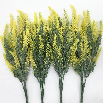 Gold Decorations Artificial Plants, Golden Berry Leaves Fake Simulation Spiky Leaf Grass Plastic Faux Shrubs Bushes Ornaments Home Indoor Outdoor Wedding Decor Hall Table Planter Filler