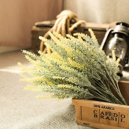 Gold Decorations Artificial Plants, Golden Berry Leaves Fake Simulation Spiky Leaf Grass Plastic Faux Shrubs Bushes Ornaments Home Indoor Outdoor Wedding Decor Hall Table Planter Filler