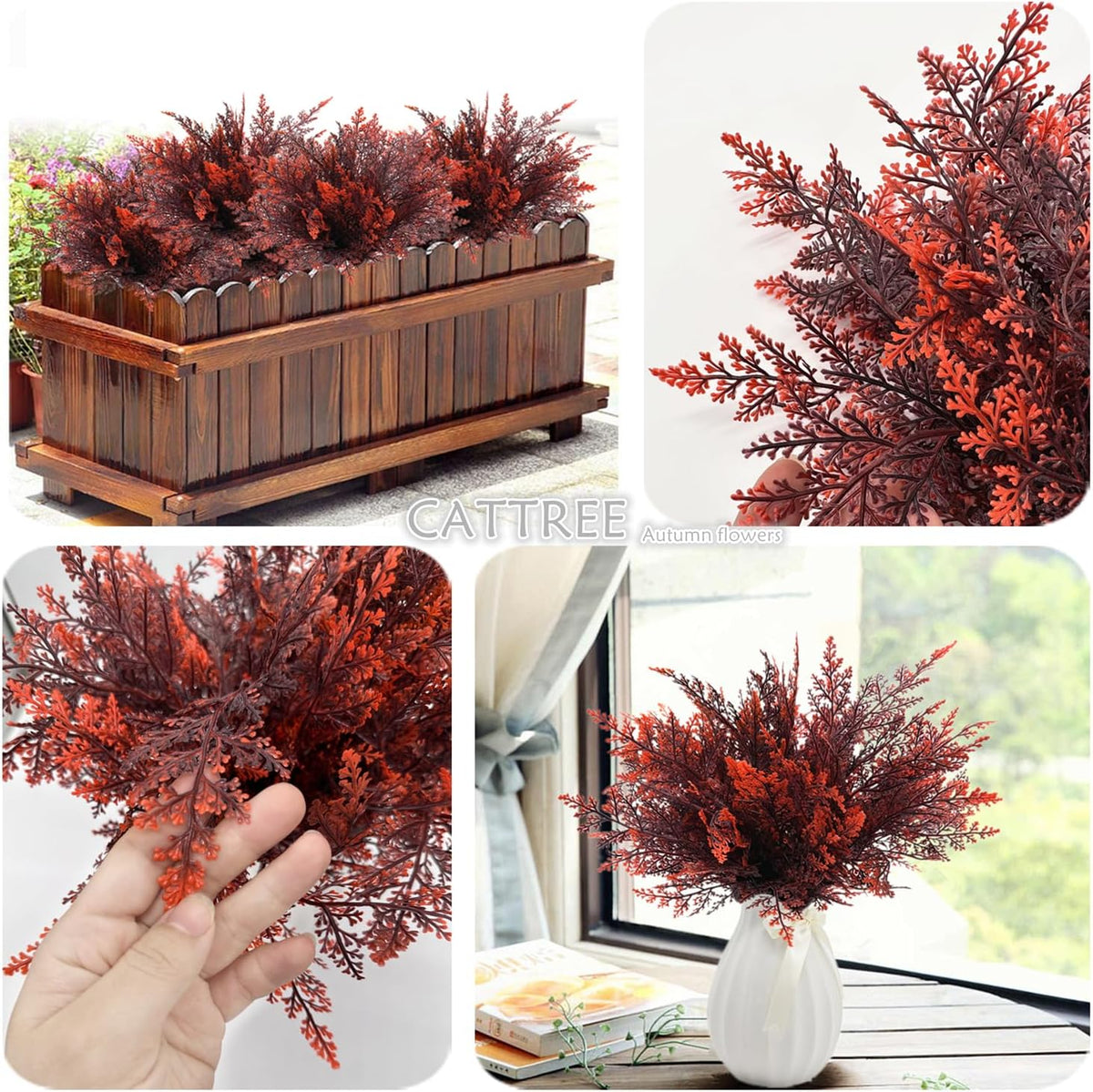 Gold Decorations Artificial Plants, Golden Berry Leaves Fake Simulation Spiky Leaf Grass Plastic Faux Shrubs Bushes Ornaments Home Indoor Outdoor Wedding Decor Hall Table Planter Filler