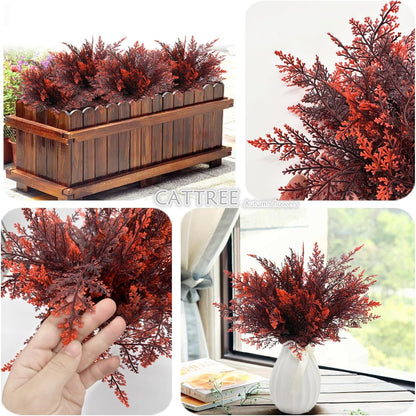 Gold Decorations Artificial Plants, Golden Berry Leaves Fake Simulation Spiky Leaf Grass Plastic Faux Shrubs Bushes Ornaments Home Indoor Outdoor Wedding Decor Hall Table Planter Filler