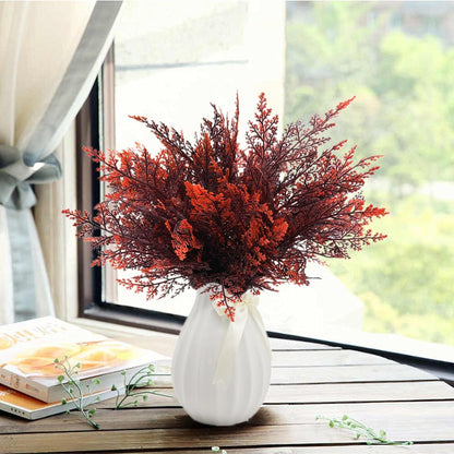 Gold Decorations Artificial Plants, Golden Berry Leaves Fake Simulation Spiky Leaf Grass Plastic Faux Shrubs Bushes Ornaments Home Indoor Outdoor Wedding Decor Hall Table Planter Filler