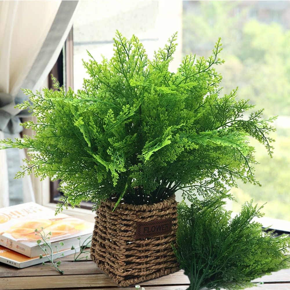 Gold Decorations Artificial Plants, Golden Berry Leaves Fake Simulation Spiky Leaf Grass Plastic Faux Shrubs Bushes Ornaments Home Indoor Outdoor Wedding Decor Hall Table Planter Filler