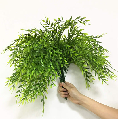 Gold Decorations Artificial Plants, Golden Berry Leaves Fake Simulation Spiky Leaf Grass Plastic Faux Shrubs Bushes Ornaments Home Indoor Outdoor Wedding Decor Hall Table Planter Filler