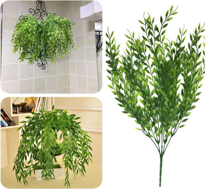 Gold Decorations Artificial Plants, Golden Berry Leaves Fake Simulation Spiky Leaf Grass Plastic Faux Shrubs Bushes Ornaments Home Indoor Outdoor Wedding Decor Hall Table Planter Filler