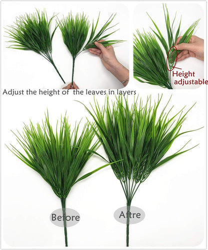 Gold Decorations Artificial Plants, Golden Berry Leaves Fake Simulation Spiky Leaf Grass Plastic Faux Shrubs Bushes Ornaments Home Indoor Outdoor Wedding Decor Hall Table Planter Filler