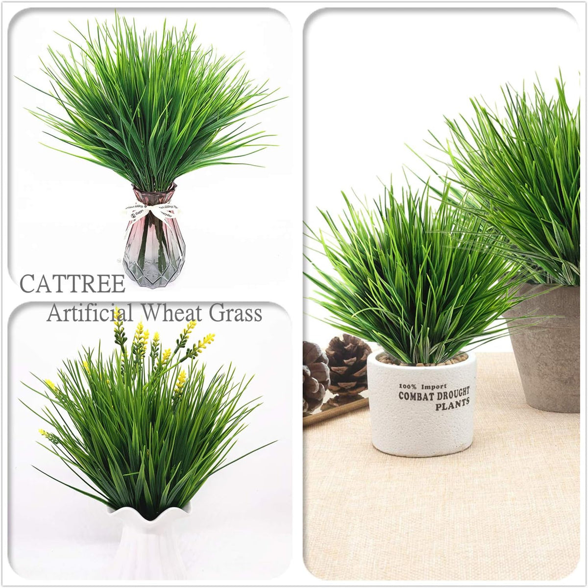 Gold Decorations Artificial Plants, Golden Berry Leaves Fake Simulation Spiky Leaf Grass Plastic Faux Shrubs Bushes Ornaments Home Indoor Outdoor Wedding Decor Hall Table Planter Filler