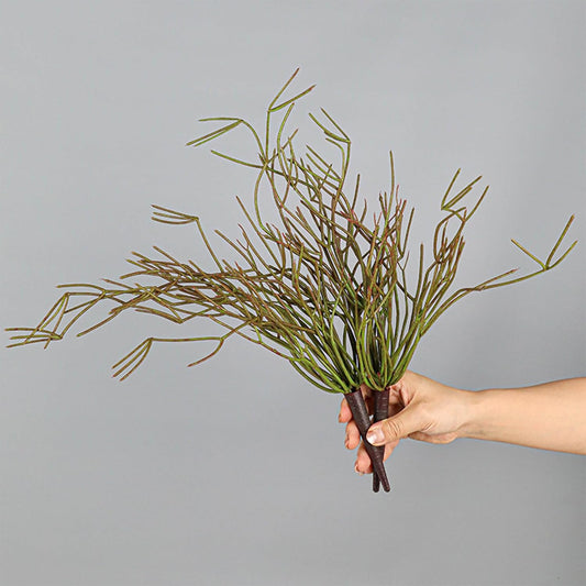 2Pcs 19.68" Artificial Pencil Cactus Stem Realistic Green Faux Greenery Bush Plants Fake Euphorbia Tirucalli Faux Succulent Arrangement for Indoor Outdoor Wedding Office Home Decor
