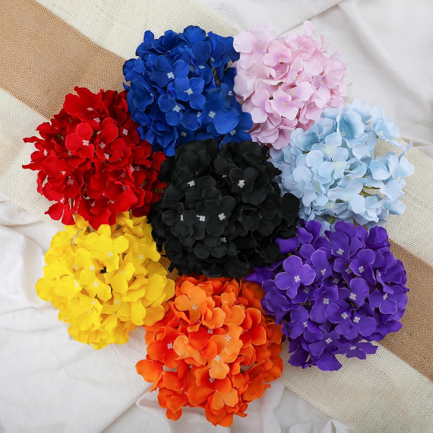 Fake Pink Hydrangea Artificial Flowers - Faux Silk Hydrangeas Flowers Heads with Stems Real Touch for Home Wedding Party Table Decor(Pink,Pack of 10)