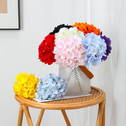 Fake Pink Hydrangea Artificial Flowers - Faux Silk Hydrangeas Flowers Heads with Stems Real Touch for Home Wedding Party Table Decor(Pink,Pack of 10)