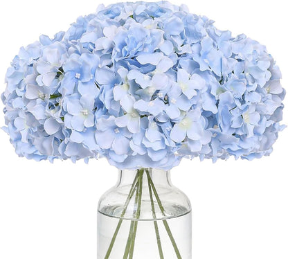 Fake Pink Hydrangea Artificial Flowers - Faux Silk Hydrangeas Flowers Heads with Stems Real Touch for Home Wedding Party Table Decor(Pink,Pack of 10)