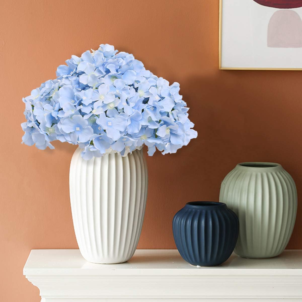 Fake Pink Hydrangea Artificial Flowers - Faux Silk Hydrangeas Flowers Heads with Stems Real Touch for Home Wedding Party Table Decor(Pink,Pack of 10)