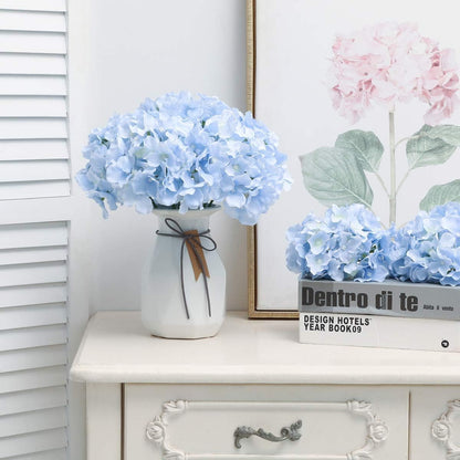 Fake Pink Hydrangea Artificial Flowers - Faux Silk Hydrangeas Flowers Heads with Stems Real Touch for Home Wedding Party Table Decor(Pink,Pack of 10)