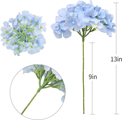 Fake Pink Hydrangea Artificial Flowers - Faux Silk Hydrangeas Flowers Heads with Stems Real Touch for Home Wedding Party Table Decor(Pink,Pack of 10)