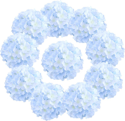 Fake Pink Hydrangea Artificial Flowers - Faux Silk Hydrangeas Flowers Heads with Stems Real Touch for Home Wedding Party Table Decor(Pink,Pack of 10)