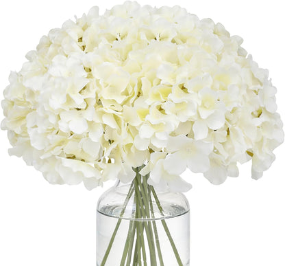 Fake Pink Hydrangea Artificial Flowers - Faux Silk Hydrangeas Flowers Heads with Stems Real Touch for Home Wedding Party Table Decor(Pink,Pack of 10)