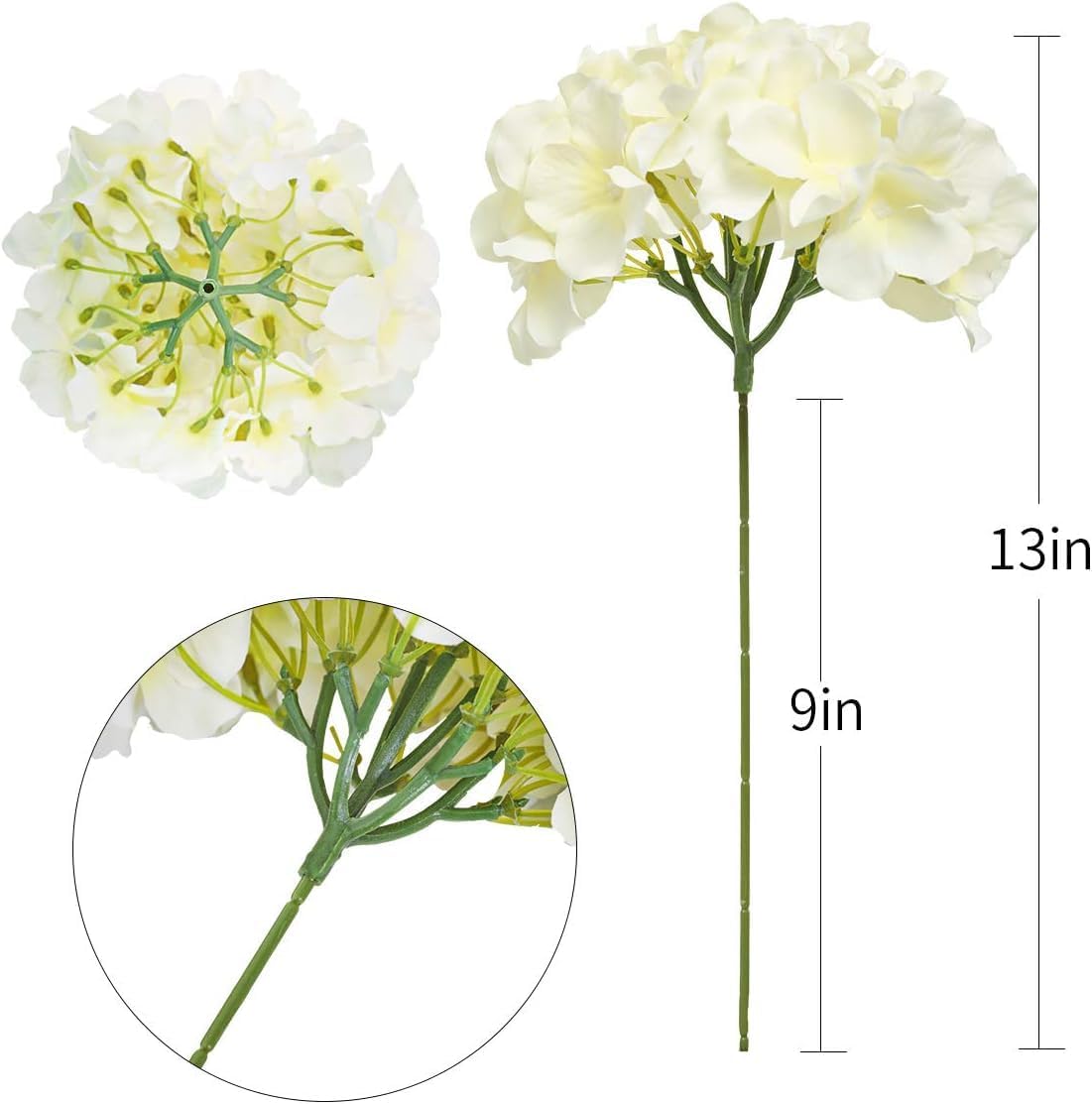 Fake Pink Hydrangea Artificial Flowers - Faux Silk Hydrangeas Flowers Heads with Stems Real Touch for Home Wedding Party Table Decor(Pink,Pack of 10)