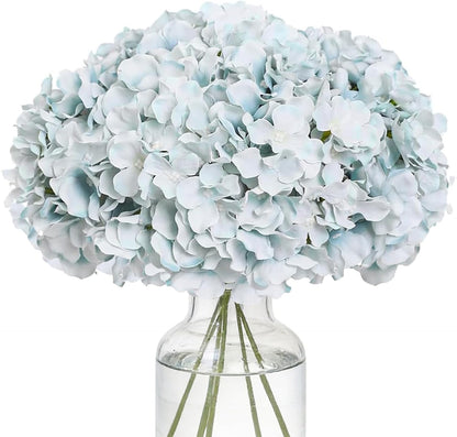 Fake Pink Hydrangea Artificial Flowers - Faux Silk Hydrangeas Flowers Heads with Stems Real Touch for Home Wedding Party Table Decor(Pink,Pack of 10)