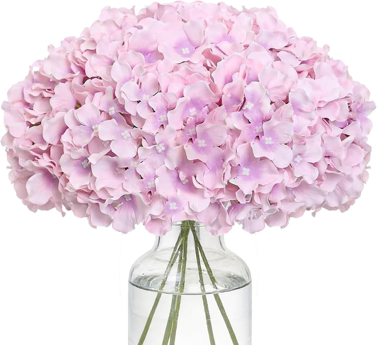Fake Pink Hydrangea Artificial Flowers - Faux Silk Hydrangeas Flowers Heads with Stems Real Touch for Home Wedding Party Table Decor(Pink,Pack of 10)