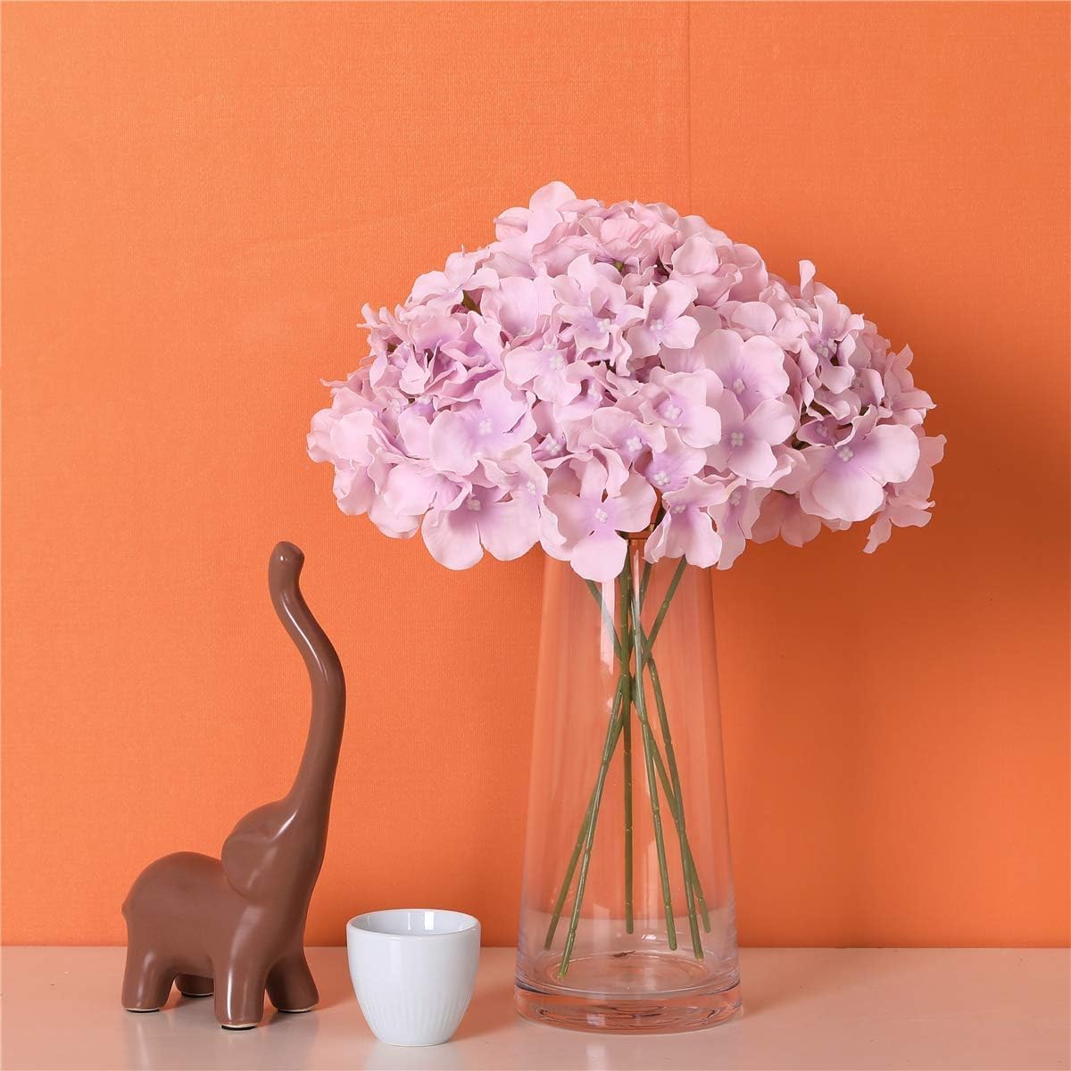 Fake Pink Hydrangea Artificial Flowers - Faux Silk Hydrangeas Flowers Heads with Stems Real Touch for Home Wedding Party Table Decor(Pink,Pack of 10)
