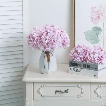 Fake Pink Hydrangea Artificial Flowers - Faux Silk Hydrangeas Flowers Heads with Stems Real Touch for Home Wedding Party Table Decor(Pink,Pack of 10)