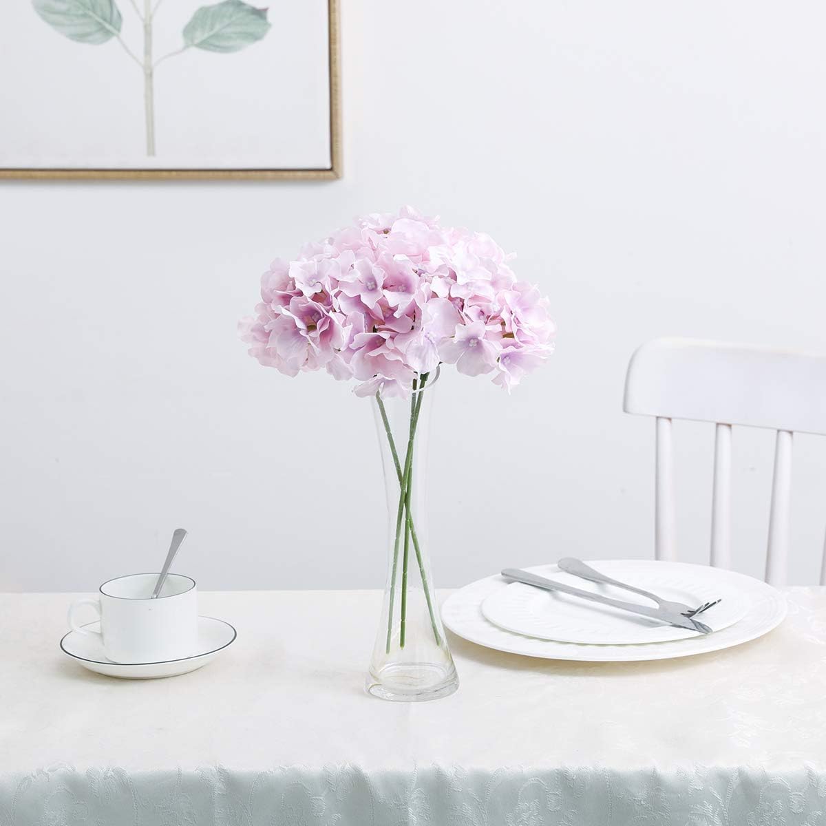 Fake Pink Hydrangea Artificial Flowers - Faux Silk Hydrangeas Flowers Heads with Stems Real Touch for Home Wedding Party Table Decor(Pink,Pack of 10)