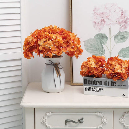 Fake Pink Hydrangea Artificial Flowers - Faux Silk Hydrangeas Flowers Heads with Stems Real Touch for Home Wedding Party Table Decor(Pink,Pack of 10)