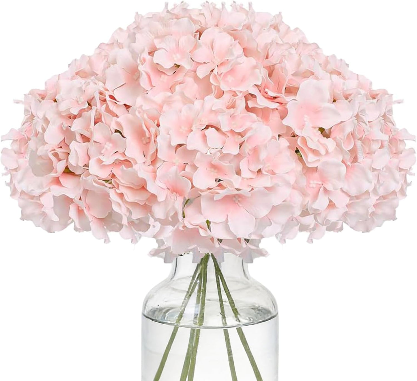 Fake Pink Hydrangea Artificial Flowers - Faux Silk Hydrangeas Flowers Heads with Stems Real Touch for Home Wedding Party Table Decor(Pink,Pack of 10)