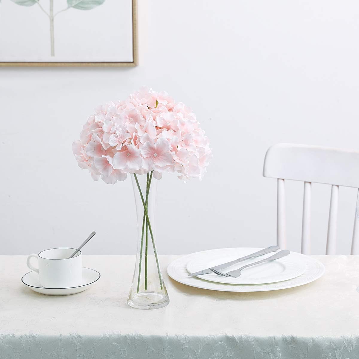 Fake Pink Hydrangea Artificial Flowers - Faux Silk Hydrangeas Flowers Heads with Stems Real Touch for Home Wedding Party Table Decor(Pink,Pack of 10)