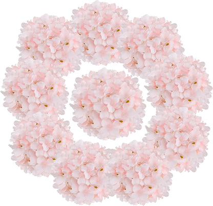 Fake Pink Hydrangea Artificial Flowers - Faux Silk Hydrangeas Flowers Heads with Stems Real Touch for Home Wedding Party Table Decor(Pink,Pack of 10)