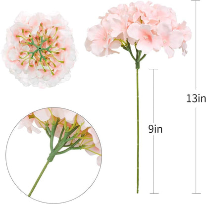 Fake Pink Hydrangea Artificial Flowers - Faux Silk Hydrangeas Flowers Heads with Stems Real Touch for Home Wedding Party Table Decor(Pink,Pack of 10)