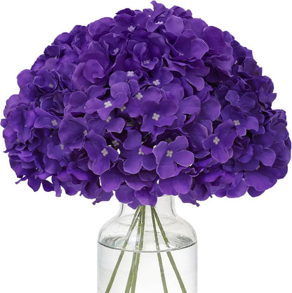 Fake Pink Hydrangea Artificial Flowers - Faux Silk Hydrangeas Flowers Heads with Stems Real Touch for Home Wedding Party Table Decor(Pink,Pack of 10)