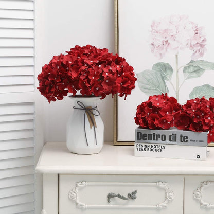 Fake Pink Hydrangea Artificial Flowers - Faux Silk Hydrangeas Flowers Heads with Stems Real Touch for Home Wedding Party Table Decor(Pink,Pack of 10)