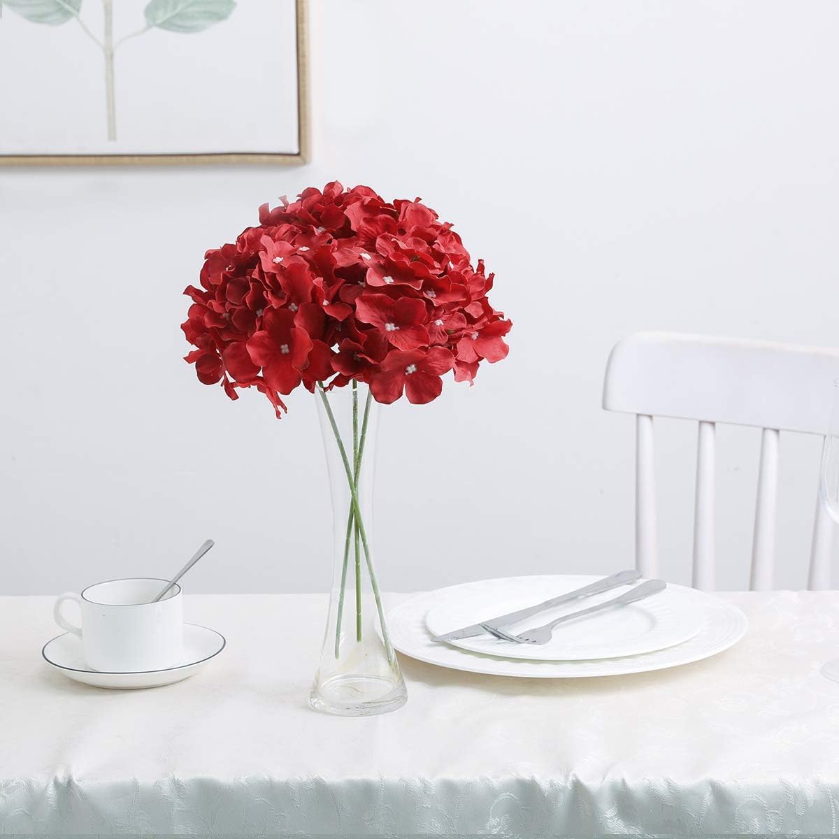 Fake Pink Hydrangea Artificial Flowers - Faux Silk Hydrangeas Flowers Heads with Stems Real Touch for Home Wedding Party Table Decor(Pink,Pack of 10)