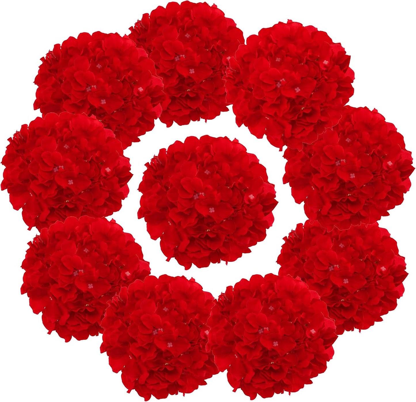 Fake Pink Hydrangea Artificial Flowers - Faux Silk Hydrangeas Flowers Heads with Stems Real Touch for Home Wedding Party Table Decor(Pink,Pack of 10)