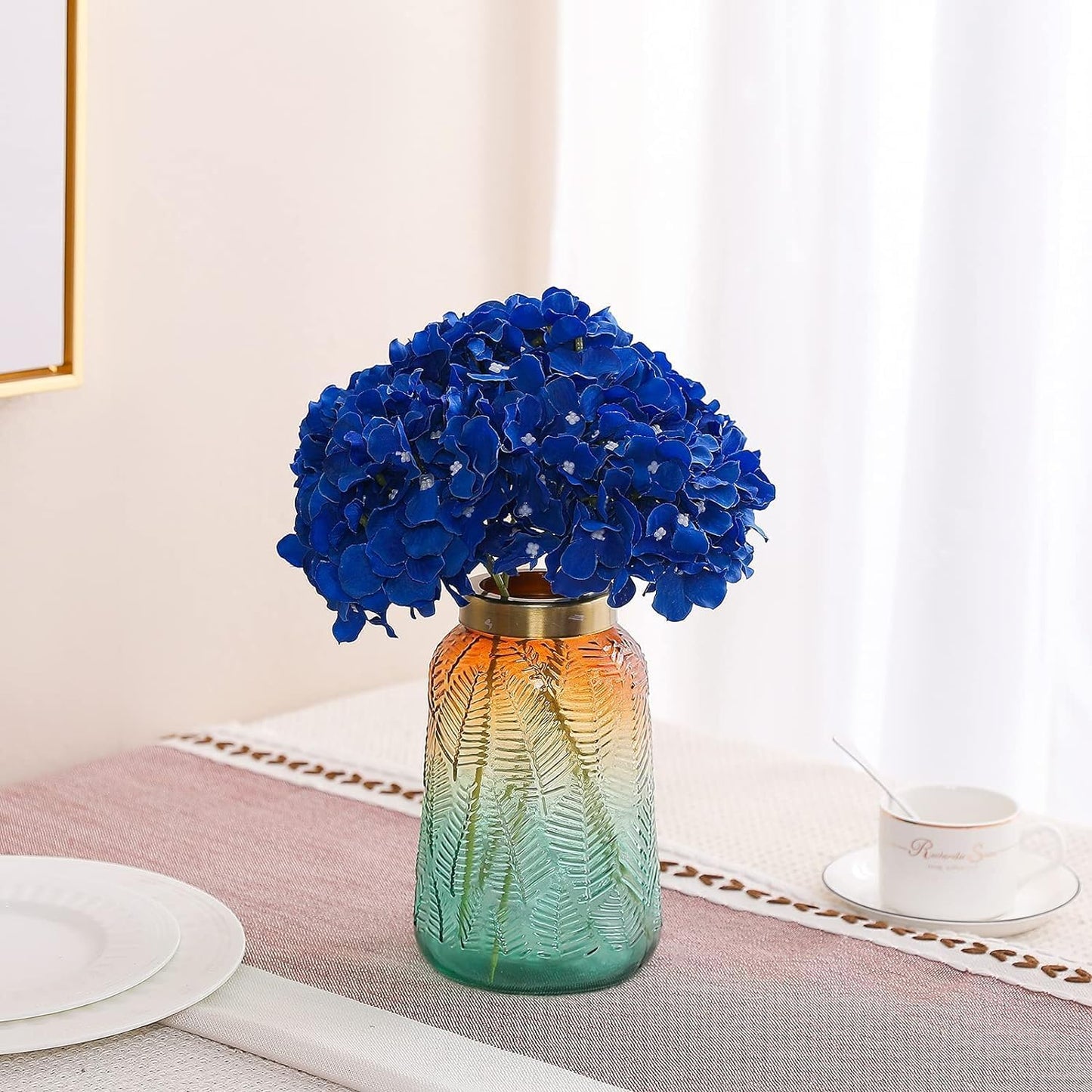 Fake Pink Hydrangea Artificial Flowers - Faux Silk Hydrangeas Flowers Heads with Stems Real Touch for Home Wedding Party Table Decor(Pink,Pack of 10)